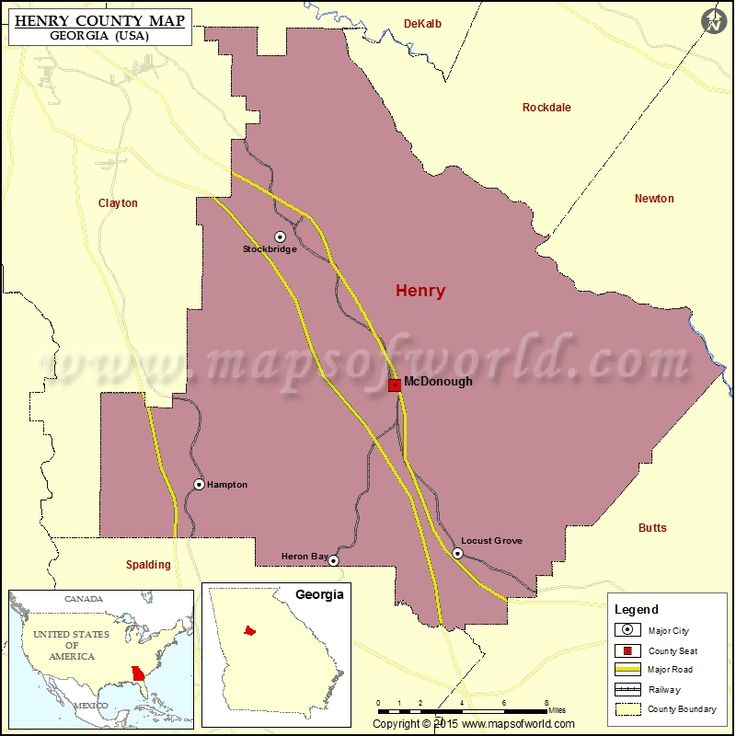 a map showing the location of henry county, minnesota and surrounding areas in red with yellow lines