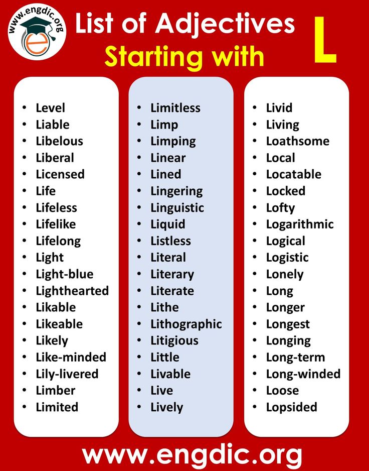 Adjectives That Start With L