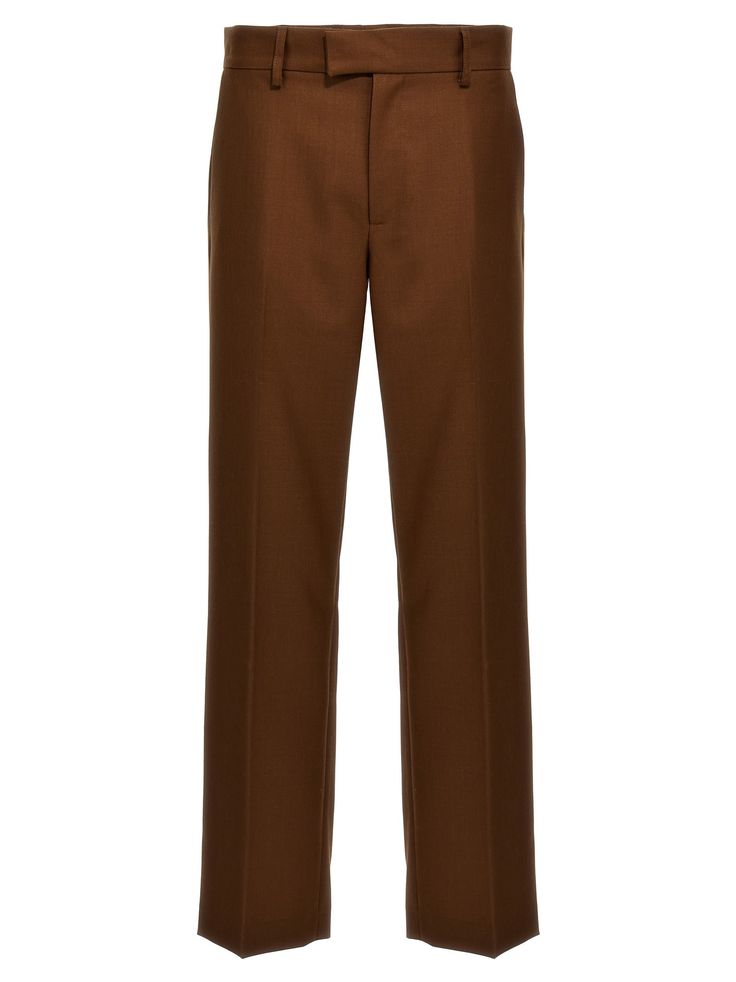 'Mike' wool blend pants, hook and button zip closure, pockets, straight leg with stretched crease. Composition: 55% polyester, 45% wool Straight Silhouette Dress Pants With Belt Loops For Office, Business Dress Pants With Belt Loops And Straight Silhouette, Business Dress Pants With Belt Loops, Formal Straight Silhouette Pants With Belt Loops, Straight Silhouette Pants With Belt Loops, Tailored Dress Pants With Belt Loops And Straight Silhouette, Office Bottoms With Concealed Placket And Straight Silhouette, Business Casual Pants With Belt Loops And Straight Silhouette, Office Pants With Concealed Placket