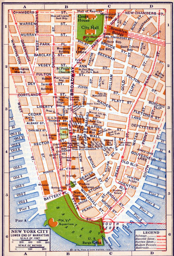 an old map of the city of new york, with many streets and major landmarks