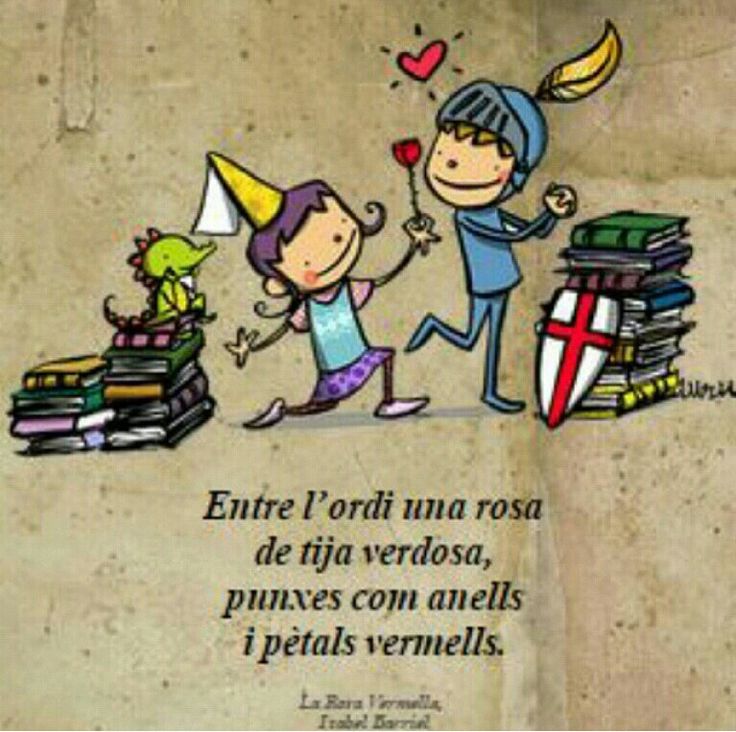 an image of two people holding hands with books stacked on top of each other and the caption reads, entre l'orti nua una rosa de rija ver