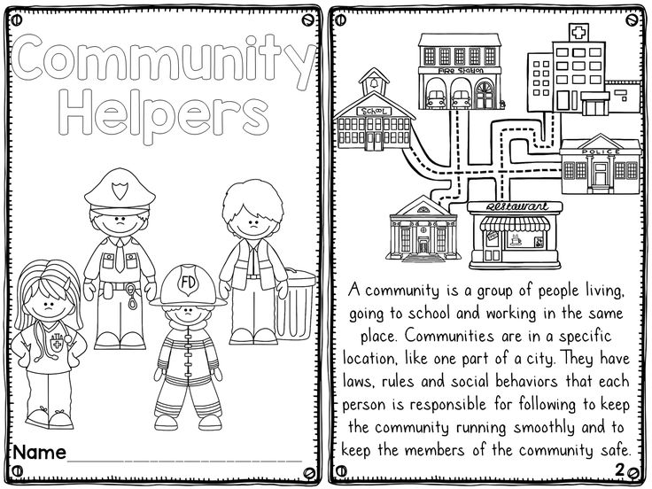 two coloring pages with the words community helpers and an image of children holding hands