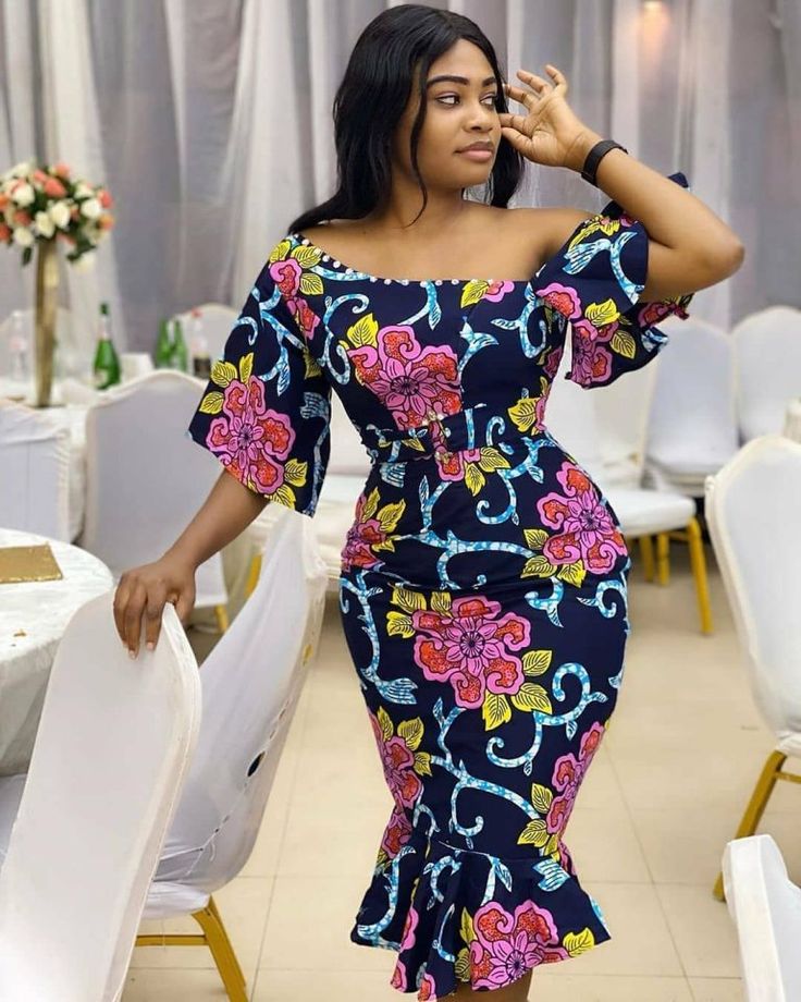 20 Gorgeous Ankara Fashion Styles For Church, Work & Wedding 2020 African Attire Dresses, Casual Attire For Women, African Designs, Ankara Dress Styles, Dresses By Pattern, African Wear Dresses, Gaun Fashion, Ankara Dress, Dress Chiffon