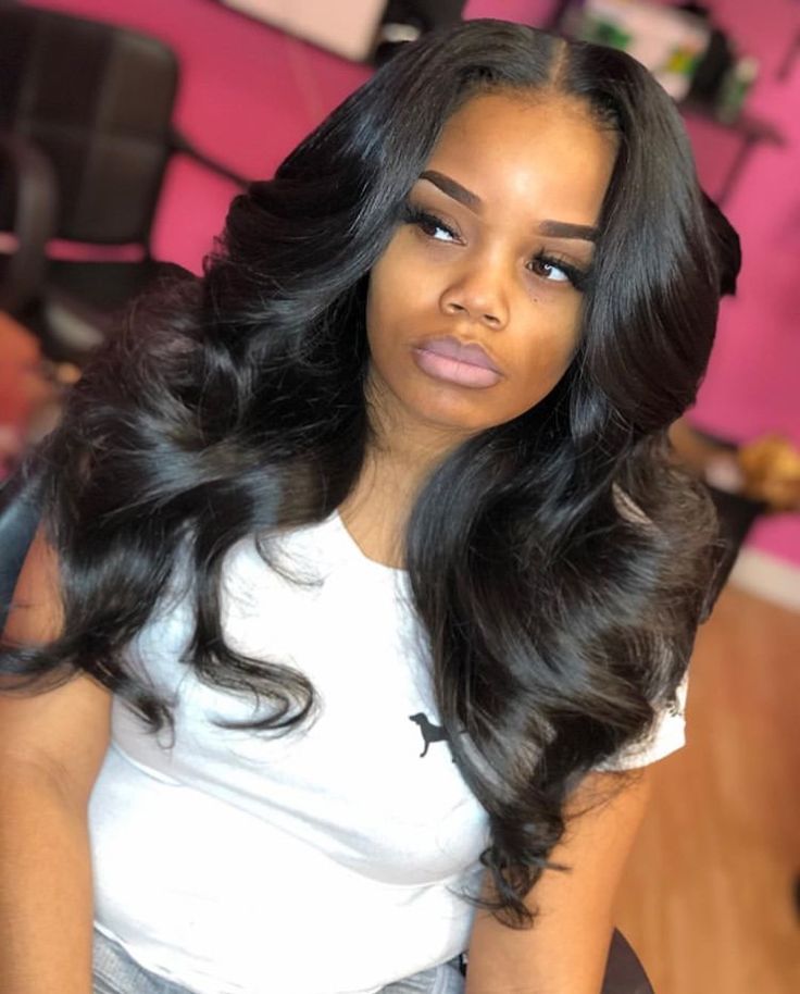 African American Middle Part Hairstyles, Middle Part Quick Weave With Leave Out Curls, Sew In Hairstyles With Leave Out Middle Part, Quick Weave Middle Part, Traditional Sew In With Leave Out Middle Part, Middle Part Quick Weave With Leave Out, Middle Part Sew In With Leave Out, Traditional Sew In With Leave Out, Natural Hair Sew In