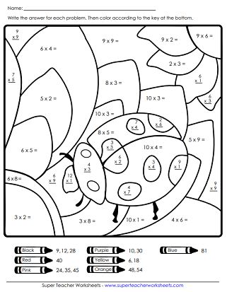 Spring Math Mystery Worksheets