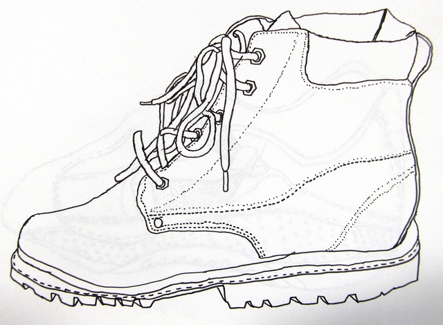 a drawing of a pair of boots with laces on the outstratches