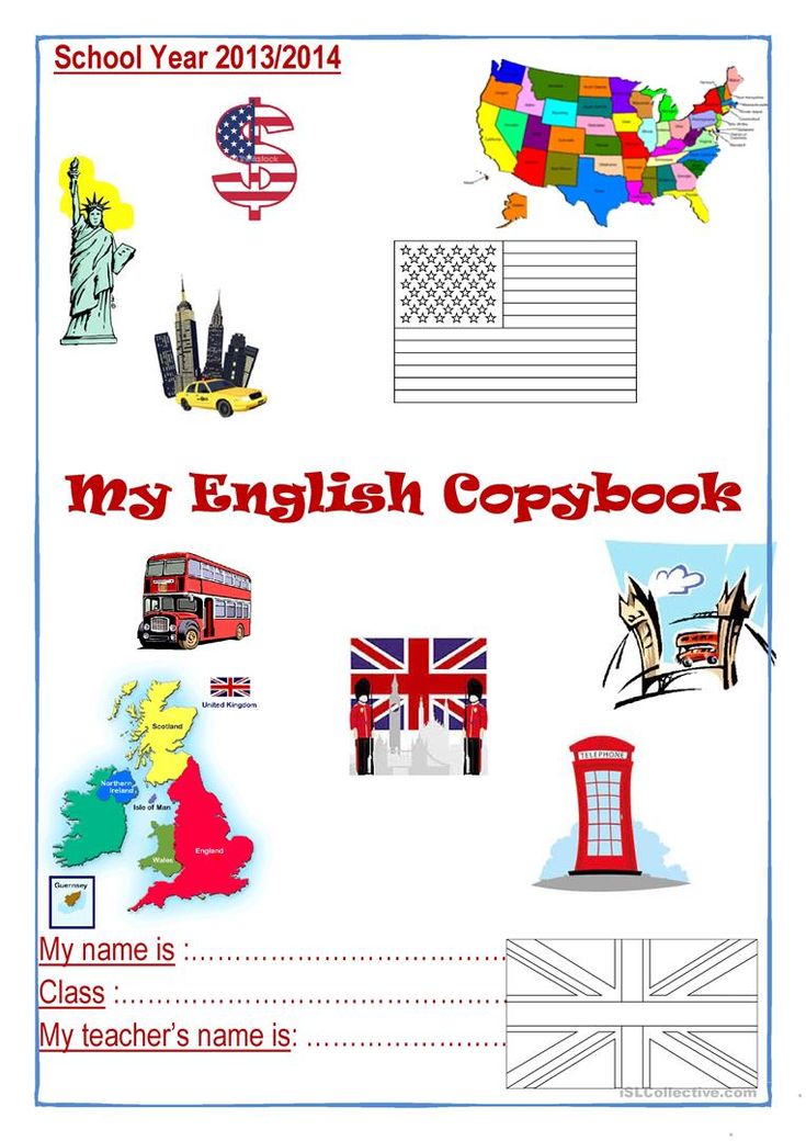 an english copybook with pictures of the united states