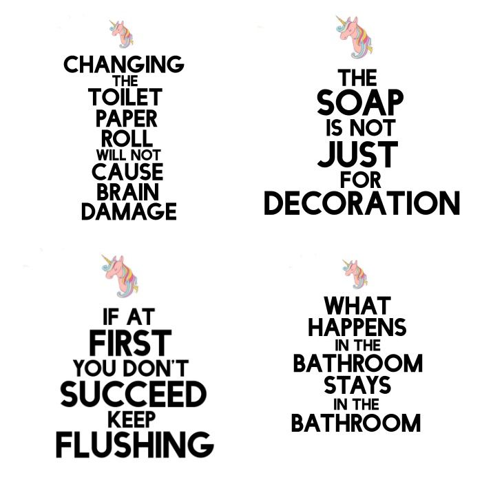 four different types of bathroom decals with the words changing toilet paper is not just because it