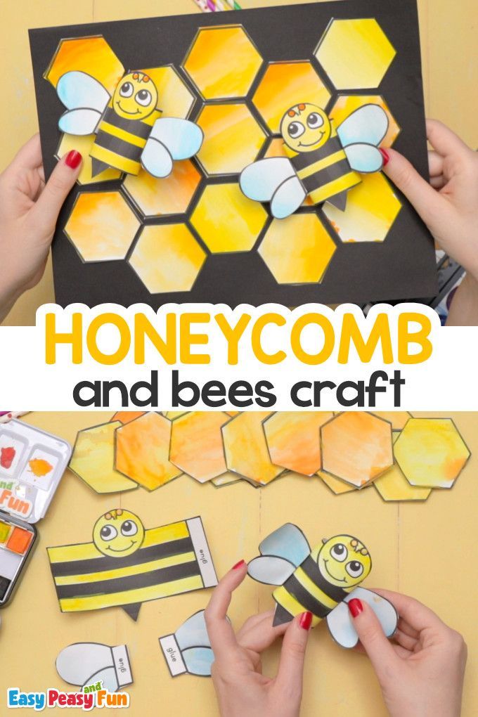 Honeycomb and bees craft Bee Honeycomb Activity, Honeycomb Craft Preschool, Bee Art Projects For Kids, Bees Crafts For Kids, Bee Projects For Kids, Bee Art For Kids, Honeycomb Craft, Bees Craft, Bee Hive Craft