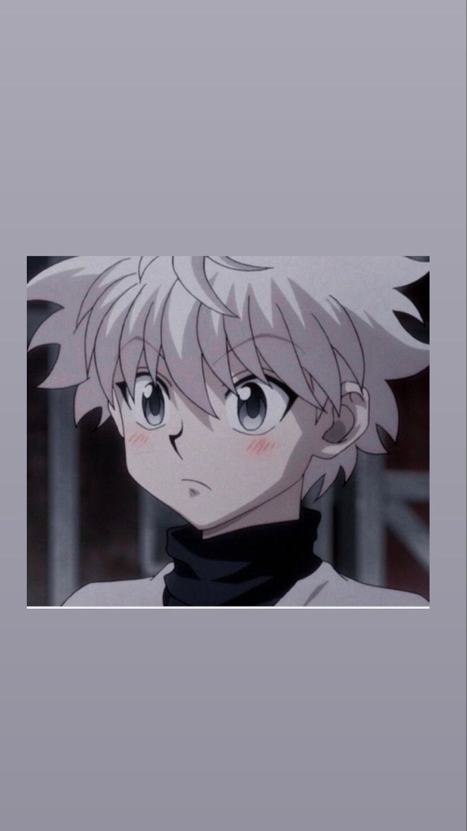 an anime character with white hair and blue eyes wearing a black turtle neck sweater, looking at the camera