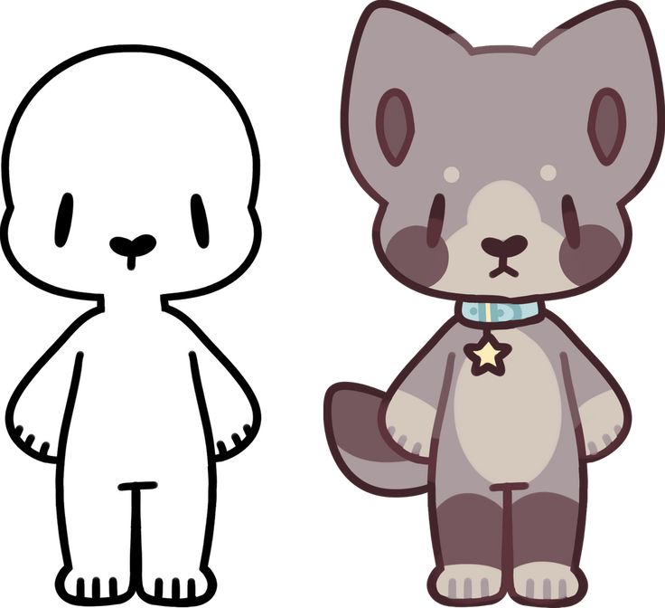 an image of a cartoon cat and dog with stars on their collars, standing next to each other