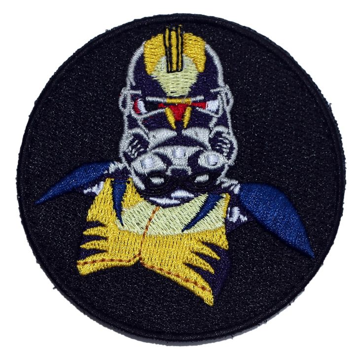 an embroidered patch with a star wars character on it