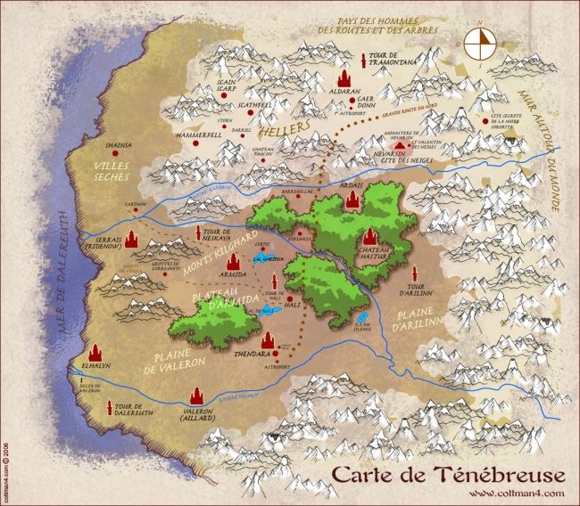 a map of the town of carte de tenebreuse in france with mountains and lakes