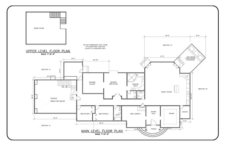 the floor plan for a house with two levels and an upper level living room on one side