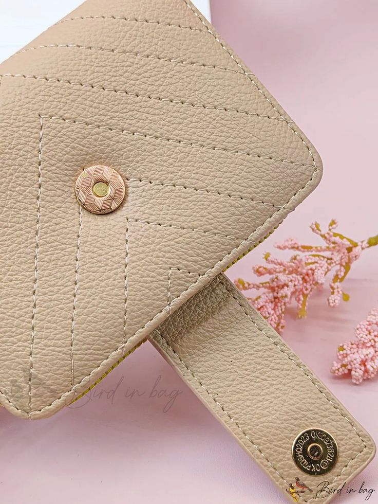 Bird in Bag - Embroidered Buckle Handbag with Large Zip Pocket and Student Card Holder. Beige Bifold Bag For Daily Use, Square Wallets With Card Slots For Everyday Use, Everyday Square Bag With Card Slots, Everyday Square Bags With Card Slots, Trendy Beige Rectangular Coin Purse, Chic Bifold Bag With Card Slots, Trendy Beige Coin Purse For Travel, Beige Clutch With Magnetic Closure For Everyday Use, Trendy Beige Wallets For Everyday Use