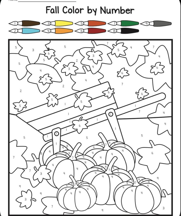 the fall color by number worksheet