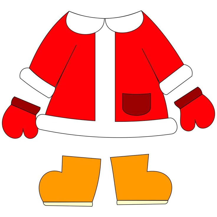 a paper santa claus hat and mittens with yellow rubber boots on the bottom half