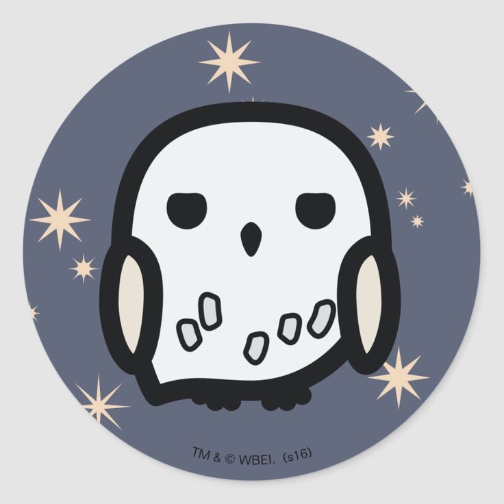 an owl sticker with stars around it