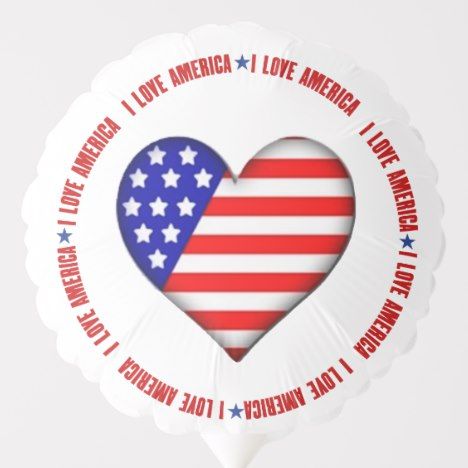 an american heart shaped balloon with the words i love america