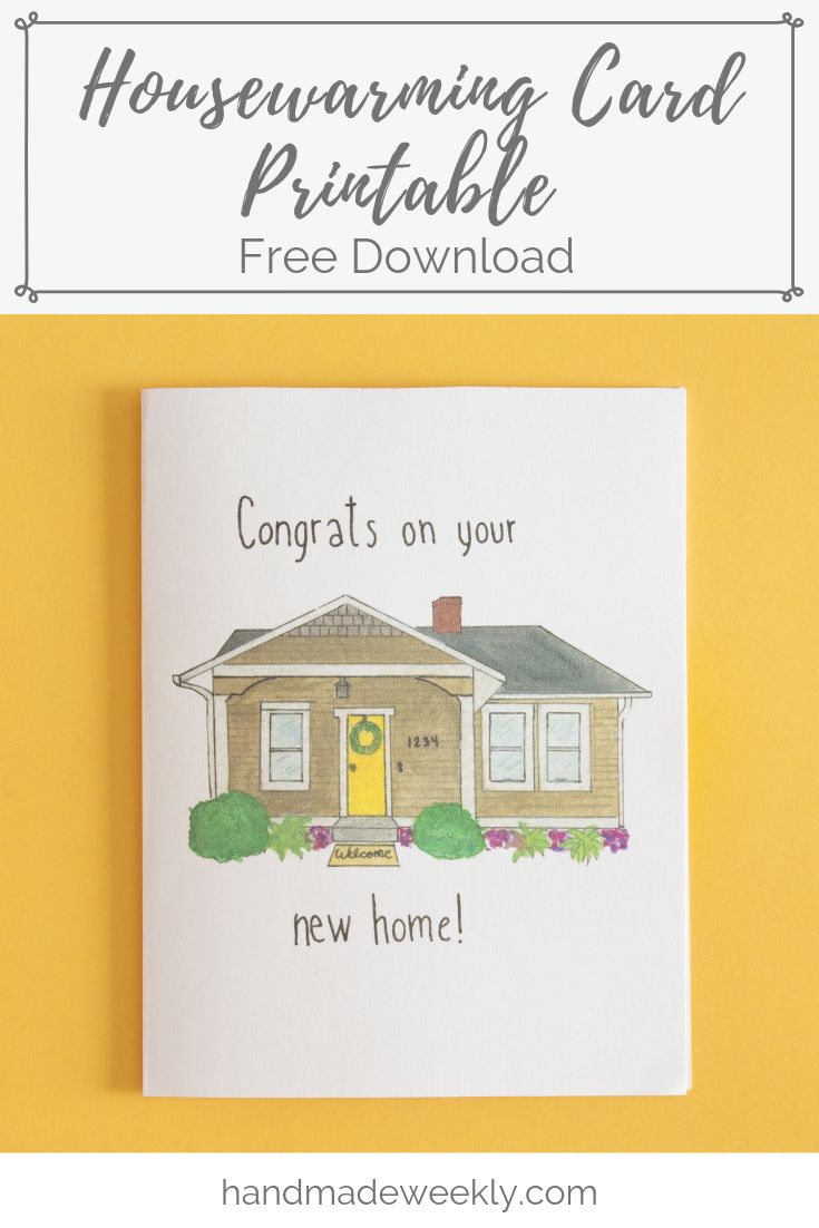 a housewarming card printable with the words congratulations on your new home in front of it