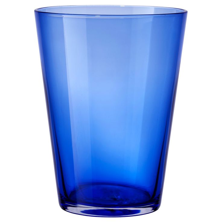 a blue glass is shown on a white background with no image in it to describe