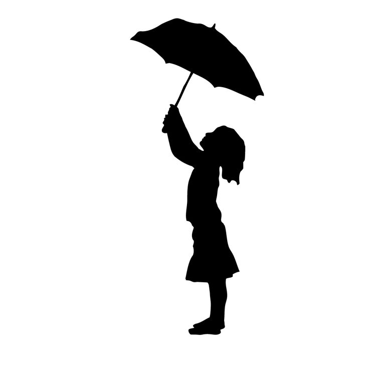 a silhouette of a girl holding an umbrella