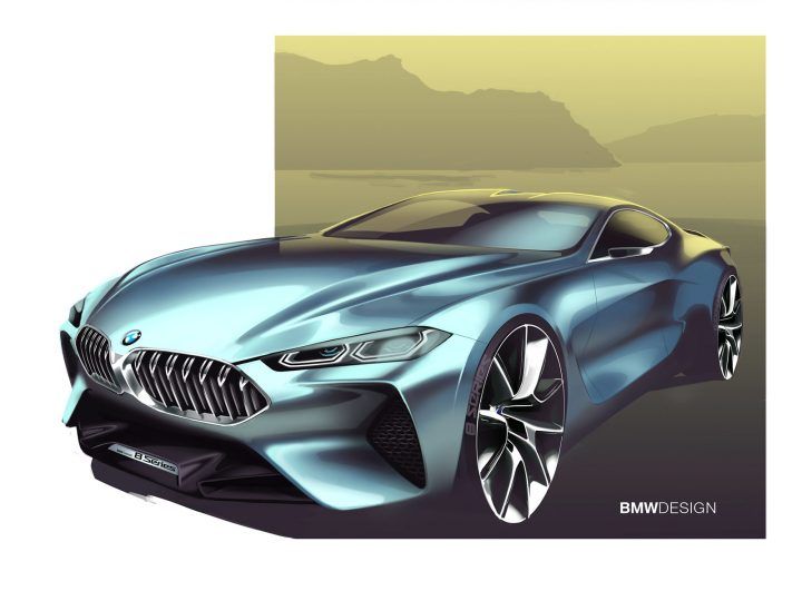 the bmw concept car is shown in this graphic art work, it appears to be an artistic rendering