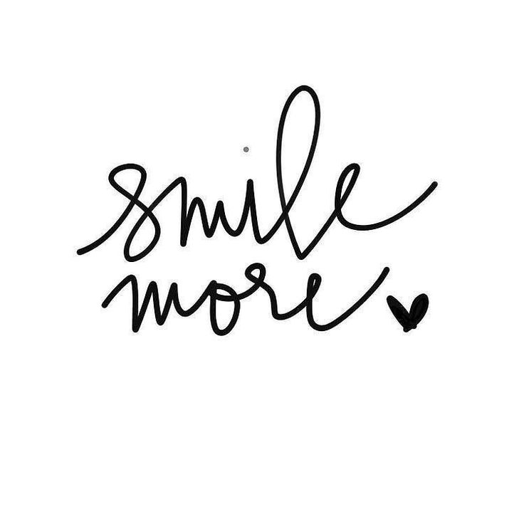 the words smile more are written in black ink on a white background with a heart