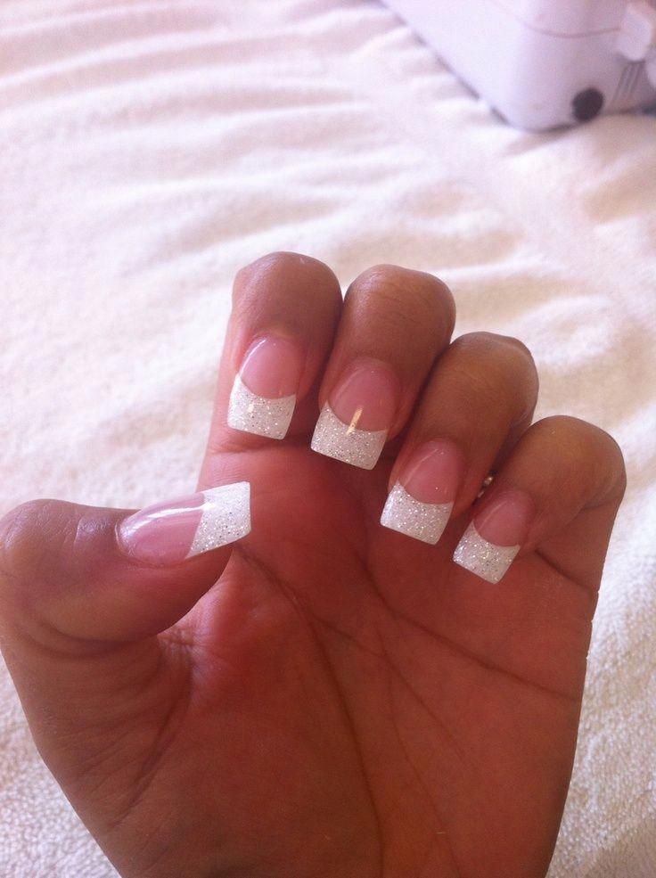 White French Nails with Glitter #French #glitter #Nails #white French Nails #whitenail 2024 Predictions, White French Tip Nails, White Chrome Nails, White French Nails, Glitter Tip Nails, White Tip Nails, Glitter French Tips, White French Tip, Glitter Gel Nails