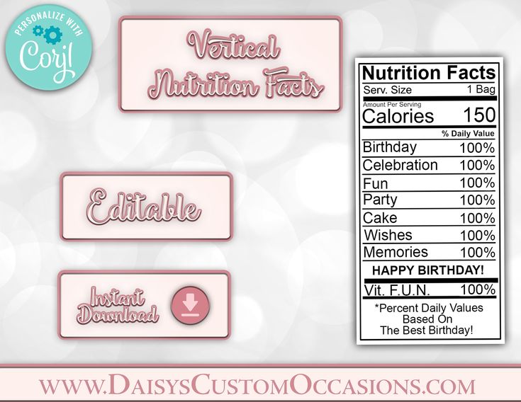 the nutrition label is displayed on a white background with pink and blue lights in the background