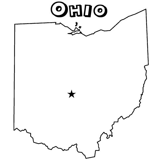 an outline map of the state of ohio with the word oho above it in black and white