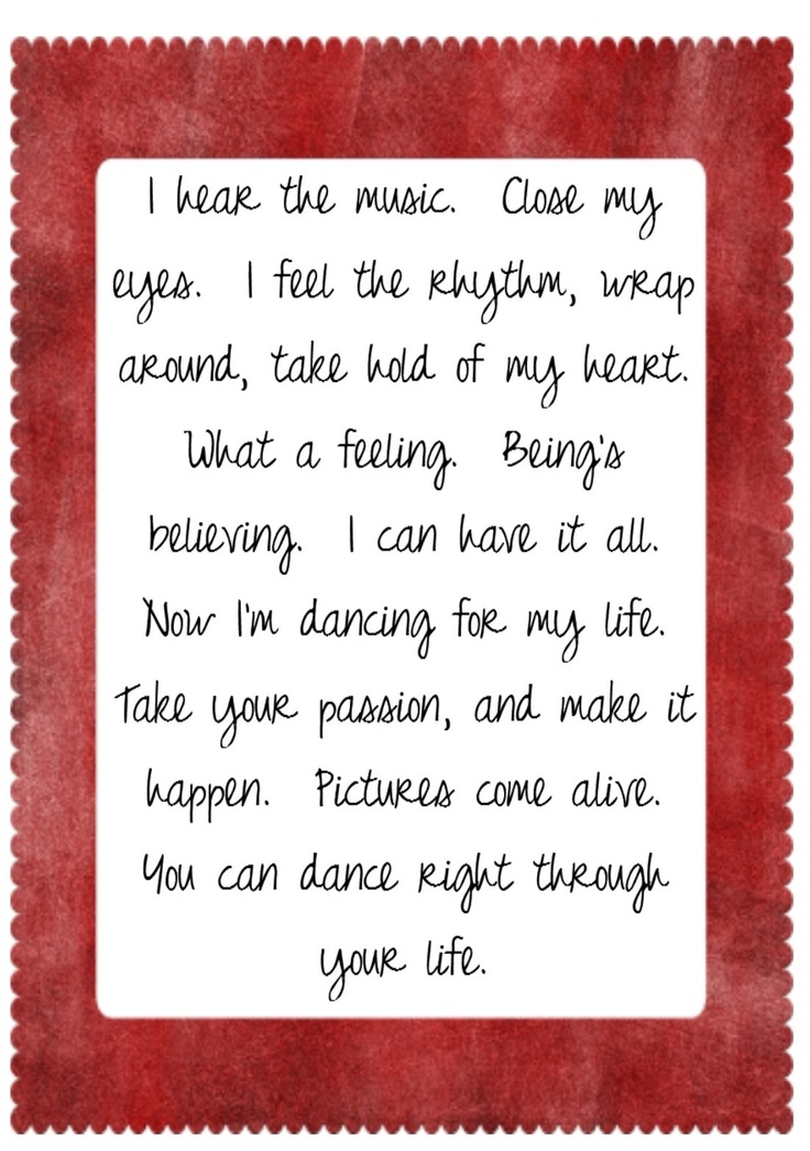 a red frame with a poem written on it that says i have the music close my eyes