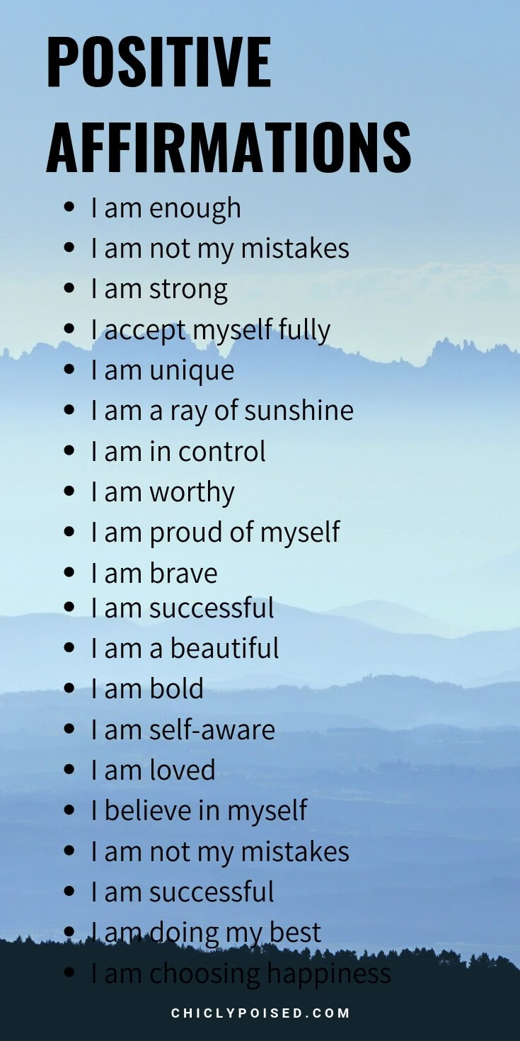 a poster with the words positive affirmations written in black and white on it