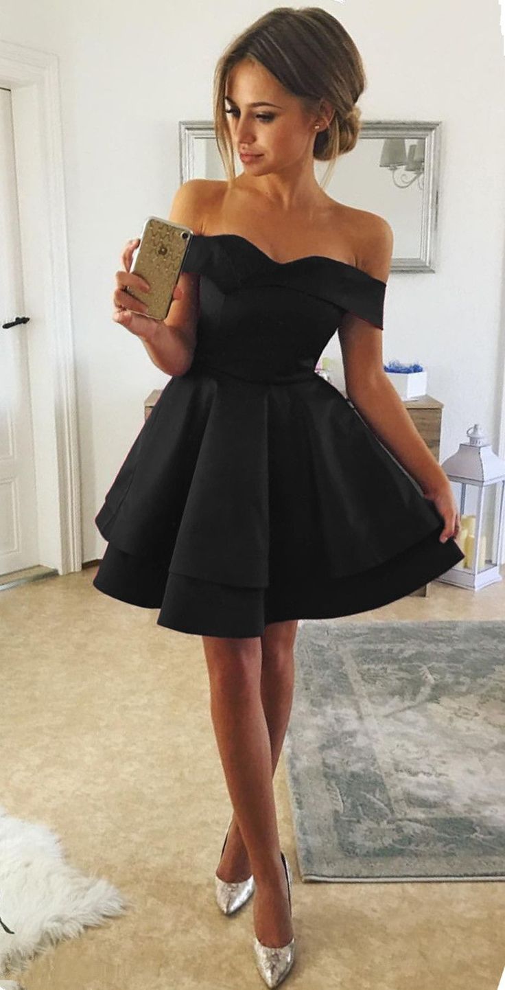 black homecoming dresses,semi formal dress,short prom dress,cute prom dress Short Black Homecoming Dresses, Semi Formal Dresses Short, Formal Dress Short, Dresses Semi Formal, Homecoming Dresses Short Black, Prom Dress Cute, Cute Prom Dress, Black Homecoming Dresses, Short Satin