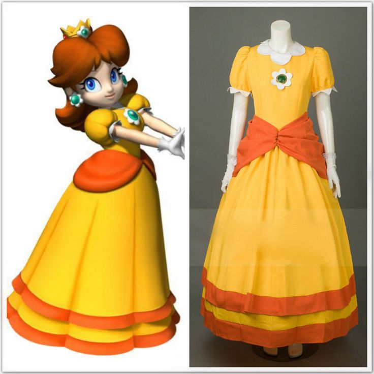 Game Super Mario Daisy Princess Yellow Dress Cosplay Custom tpyes 1 ...