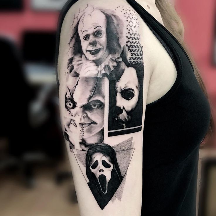 Horror sleeve by Trudy TrudyLines movietattoos blackandgrey 