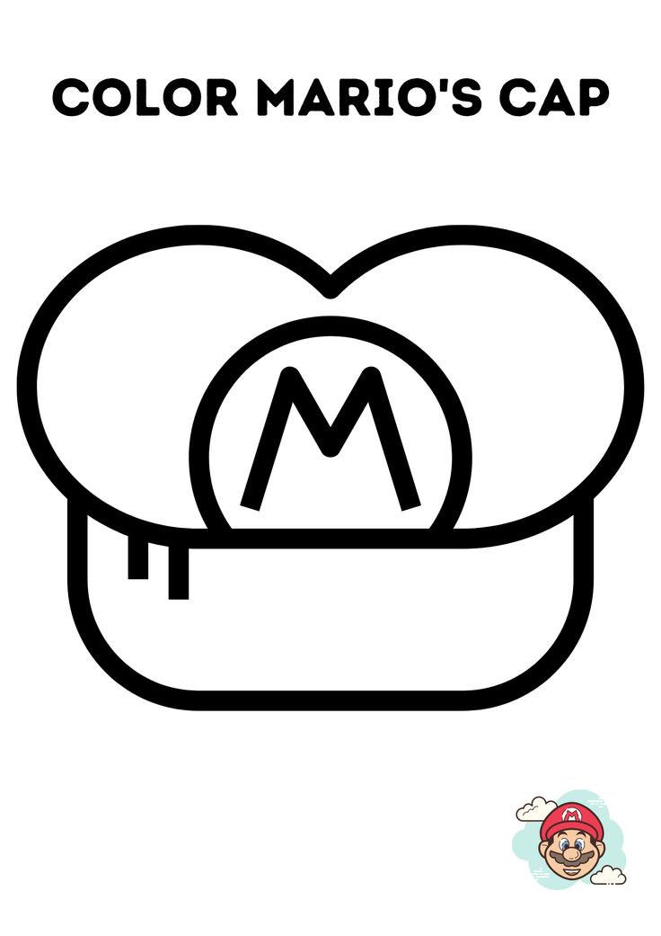 the mario's cap coloring page for kids to color and learn how to use it