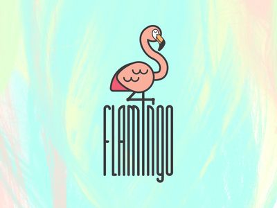 a flamingo logo on a pastel background