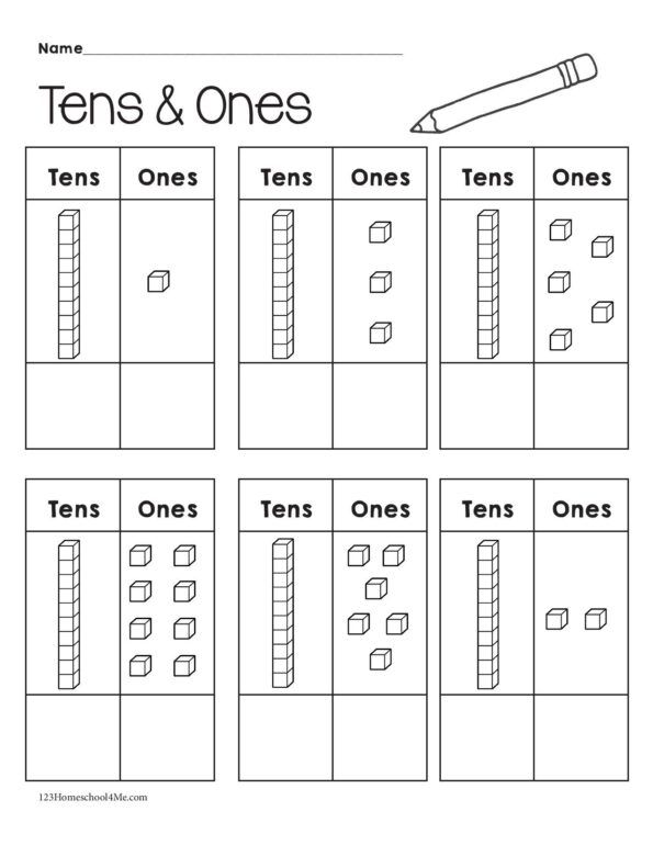 Place Value Worksheets with Tens and Ones | Tens and ones, Tens and ...