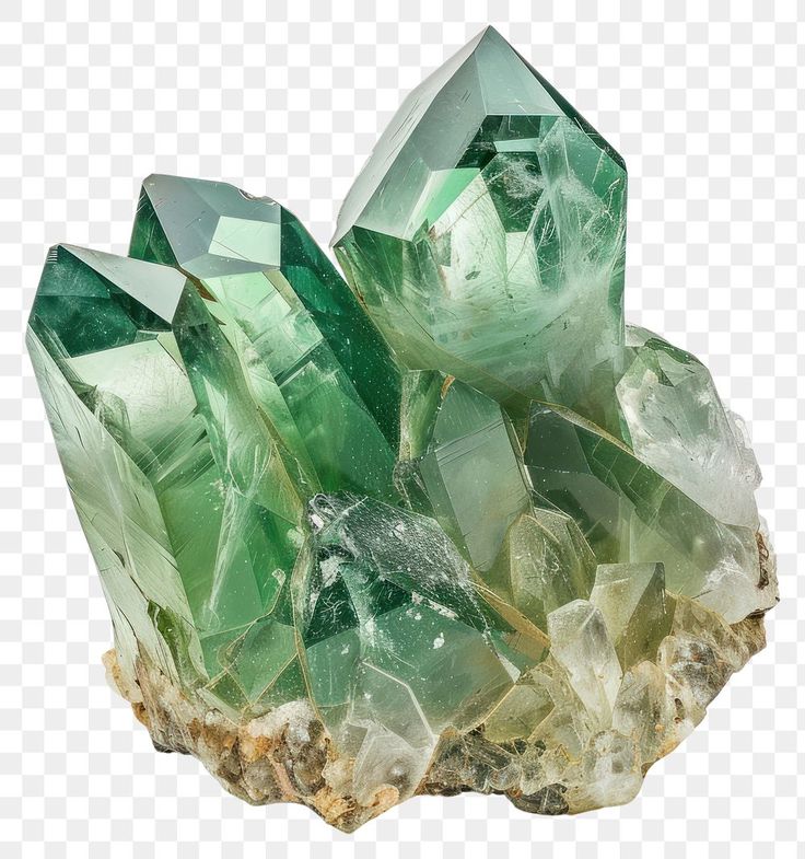 some green crystals on top of a rock with no background, hd png clipart