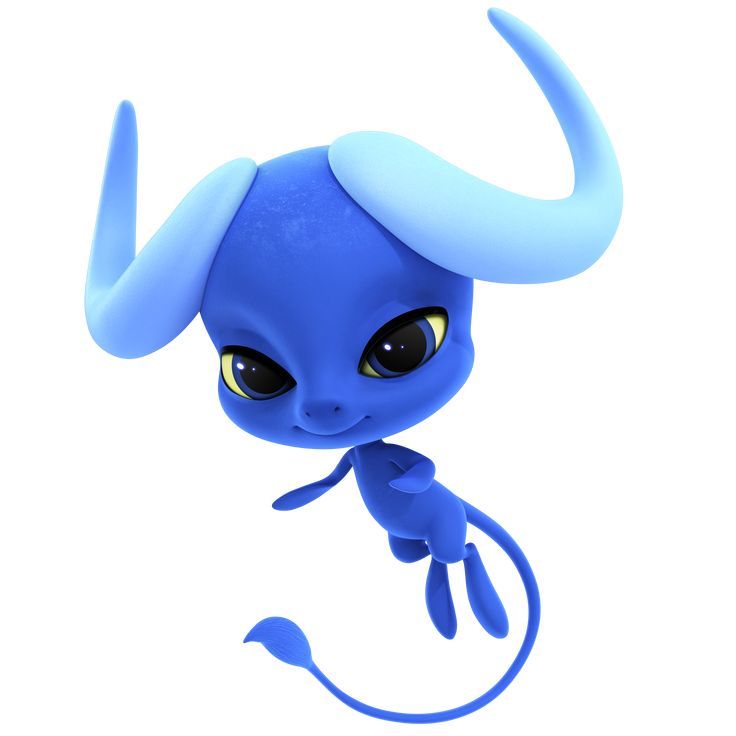 a small blue toy with horns on it's head and eyes, sitting in front of a white background