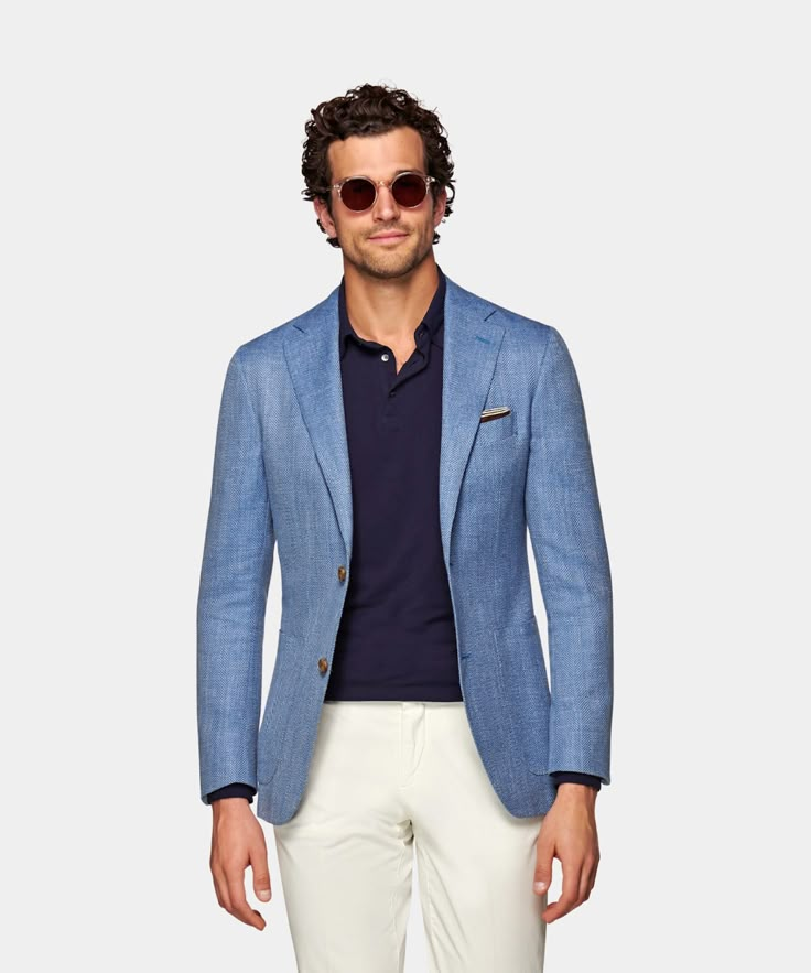 Light Blue Herringbone Havana Jacket Blue Sports Coat Outfit Men, Blue Sport Coat Outfit, Light Blue Blazer Outfit Men, Light Blue Jacket Outfit, Sports Coat Outfit Men, Blue Jacket Outfits Men, Light Blue Blazer Outfit, Light Blue Suit Jacket, Outfit Con Blazer