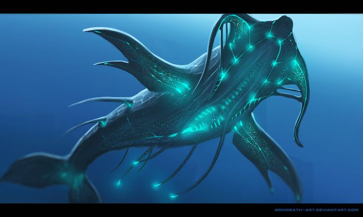 an underwater creature with glowing lights on its body