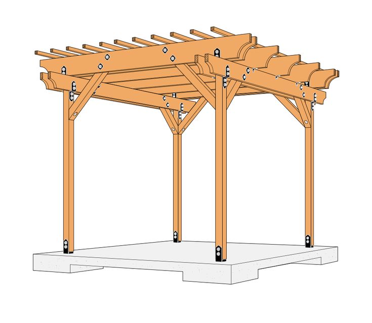 a wooden pergolan with the top section cut out