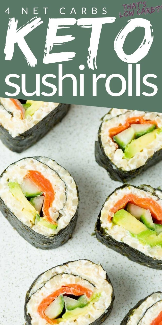 sushi rolls with carrots, cucumber and avocado on top