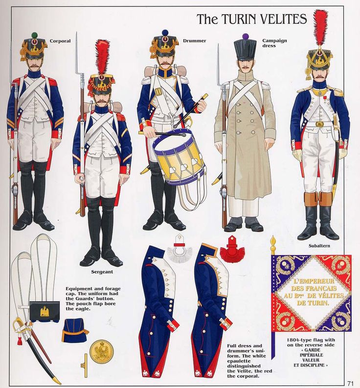 French;Imperial Guard, Turin Velites, L to R Corporal, Sergeant, Drummer, Campaign Dress & Subaltern First French Empire, Waterloo 1815, Century Uniforms, Historical Warriors, Imperial Guard, Historical Period, Military Uniforms, French Army, Army Uniform