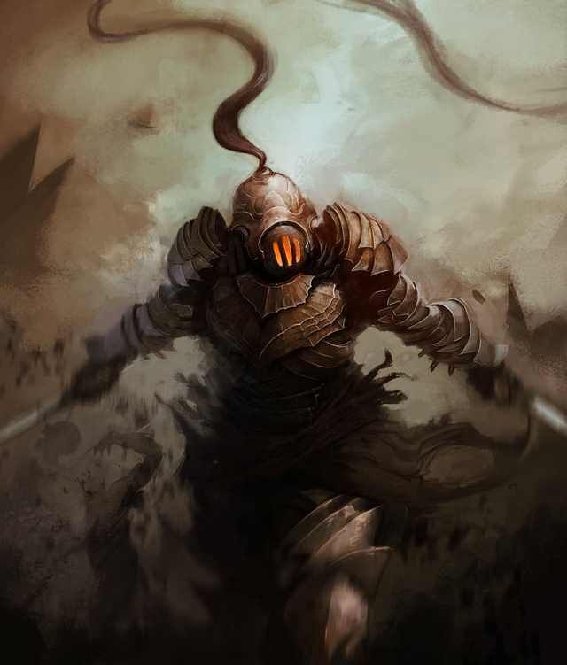 an illustration of a giant creature in the middle of a desert with long horns on it's head