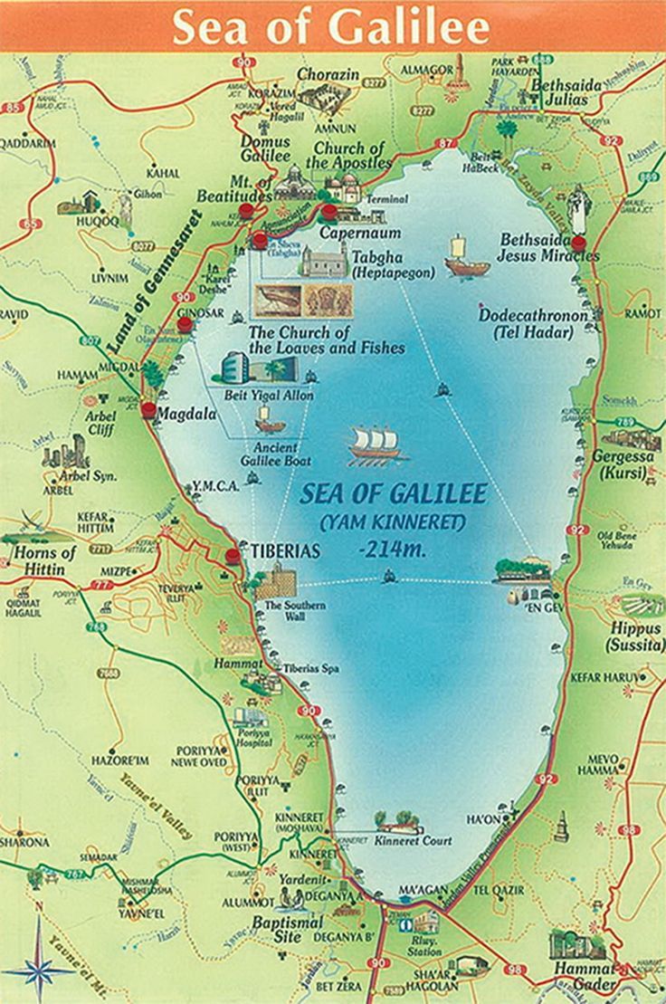 a map of the sea of gailee with all its major cities and towns