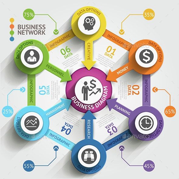 business info graphics with colorful circles and icons