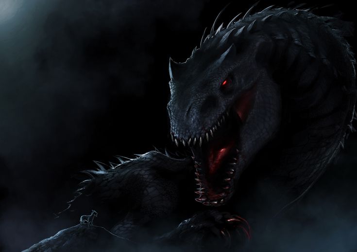 a close up of a dragon on a dark background